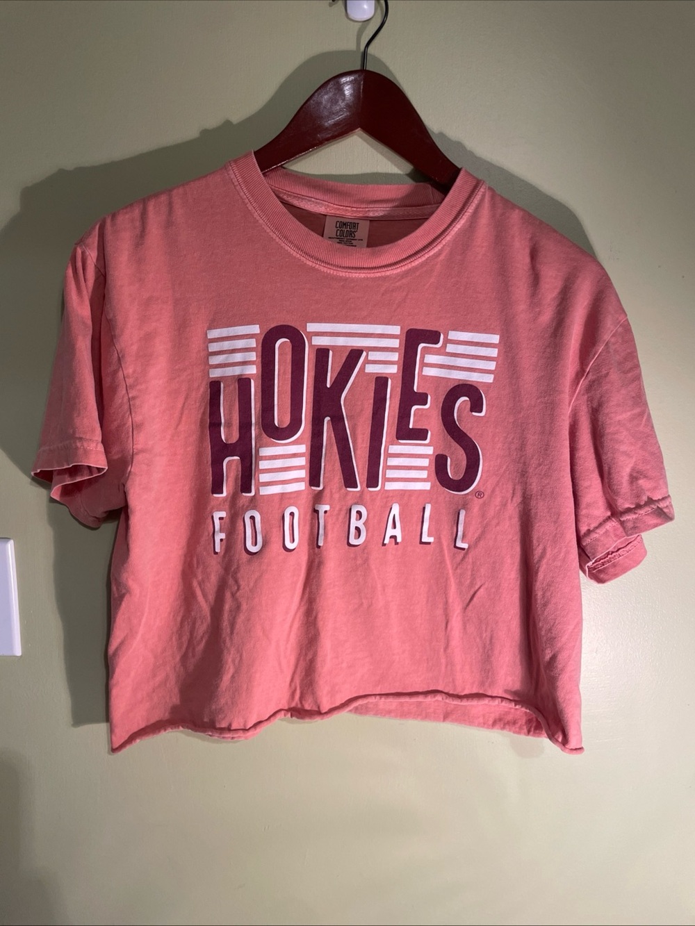 Hokies VA Tech Comfort Colors Pink Graphic Tee Size Med Cropped